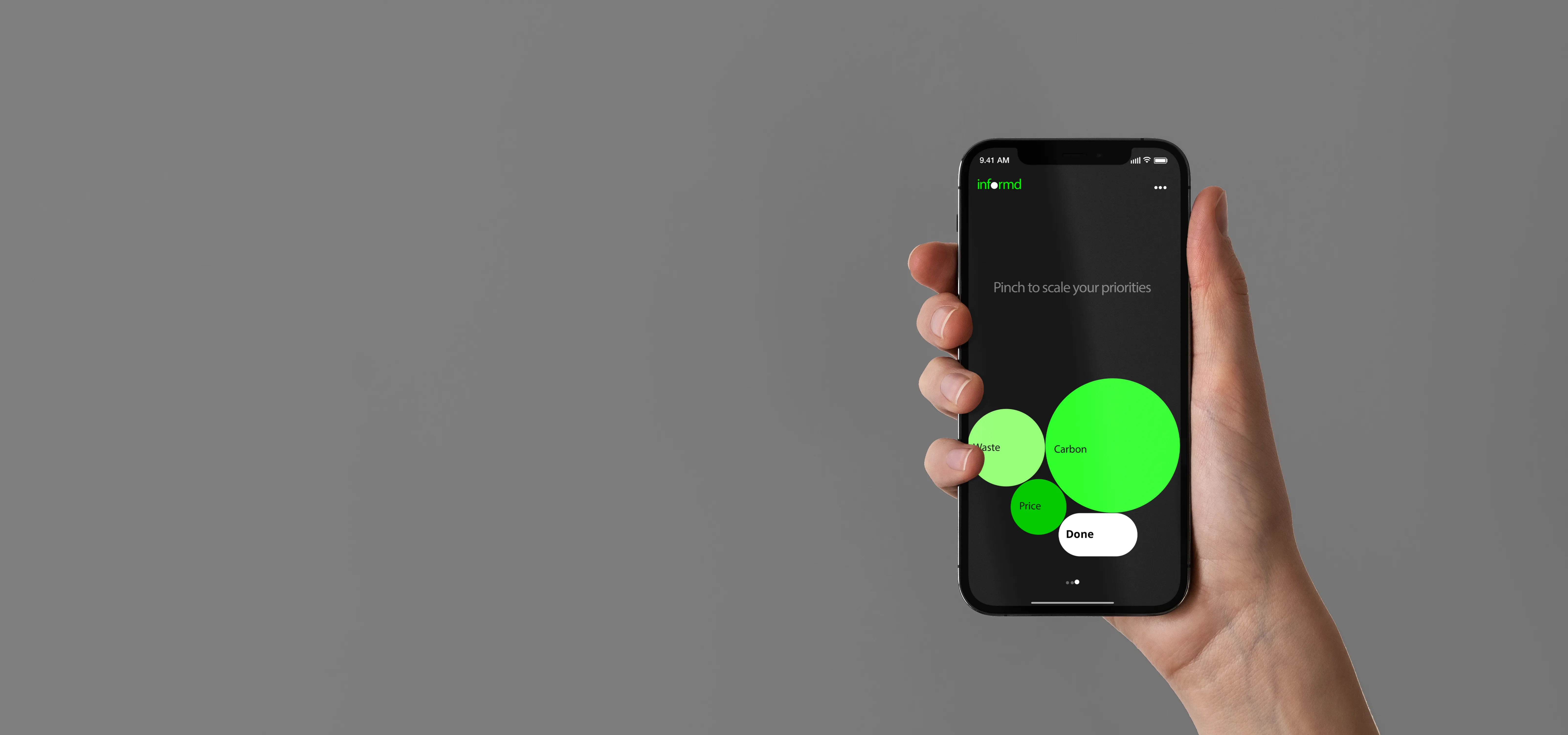 Informd app on iphone in hand