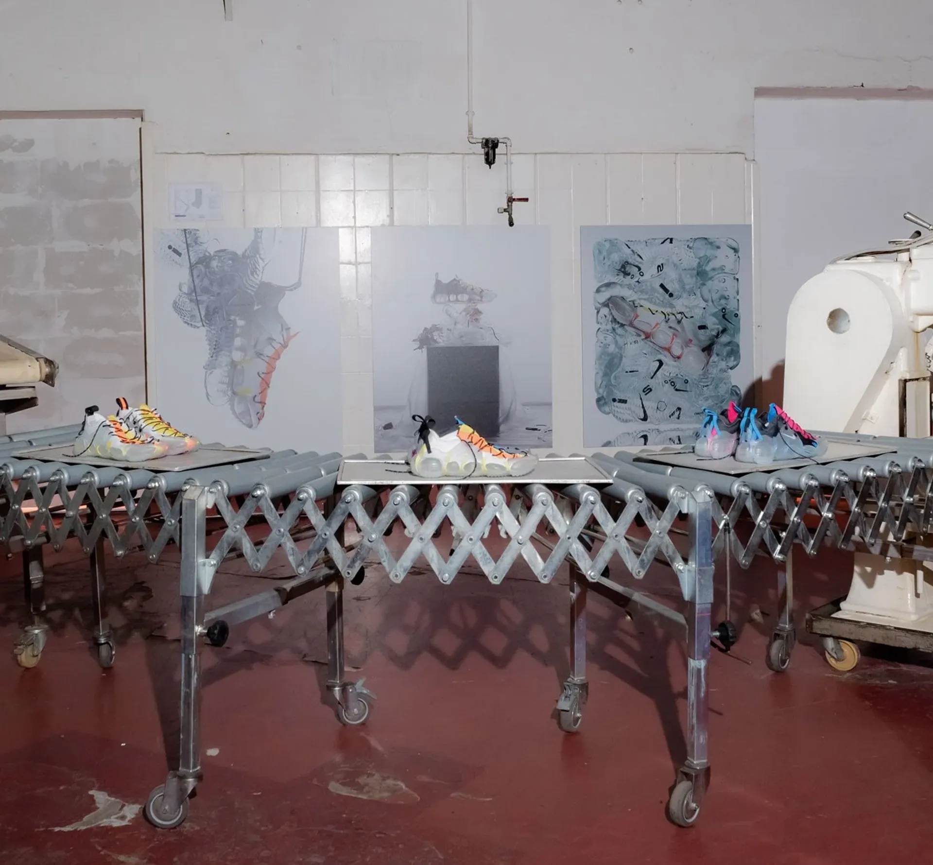 Installation of Nike production for 'Recontextulising the shoe' exhibition