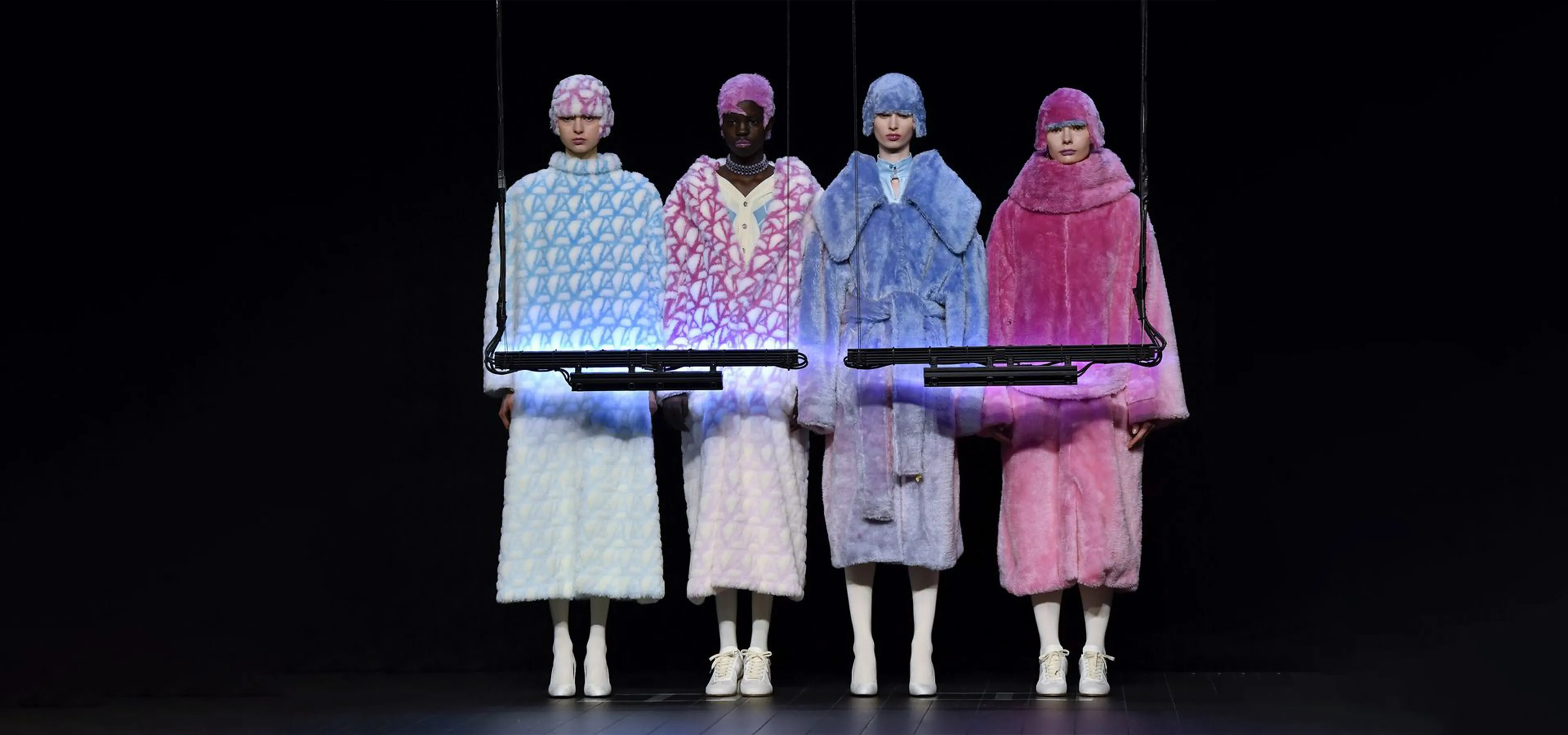 A colour-changing fashion collection, activated by suspended UV lights