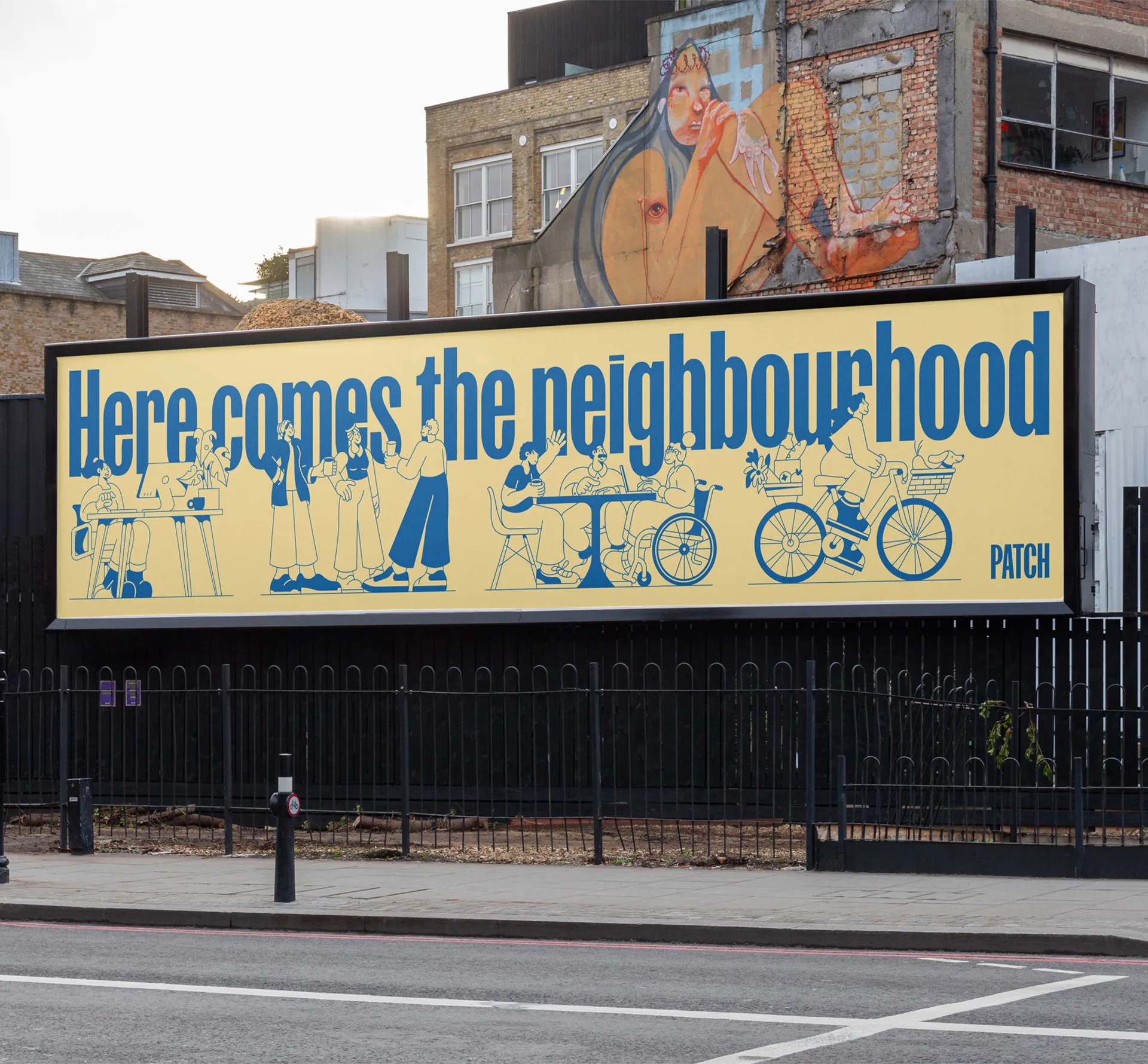 Billboard for Patch - an initiative transforming unused spaces to communal workspaces