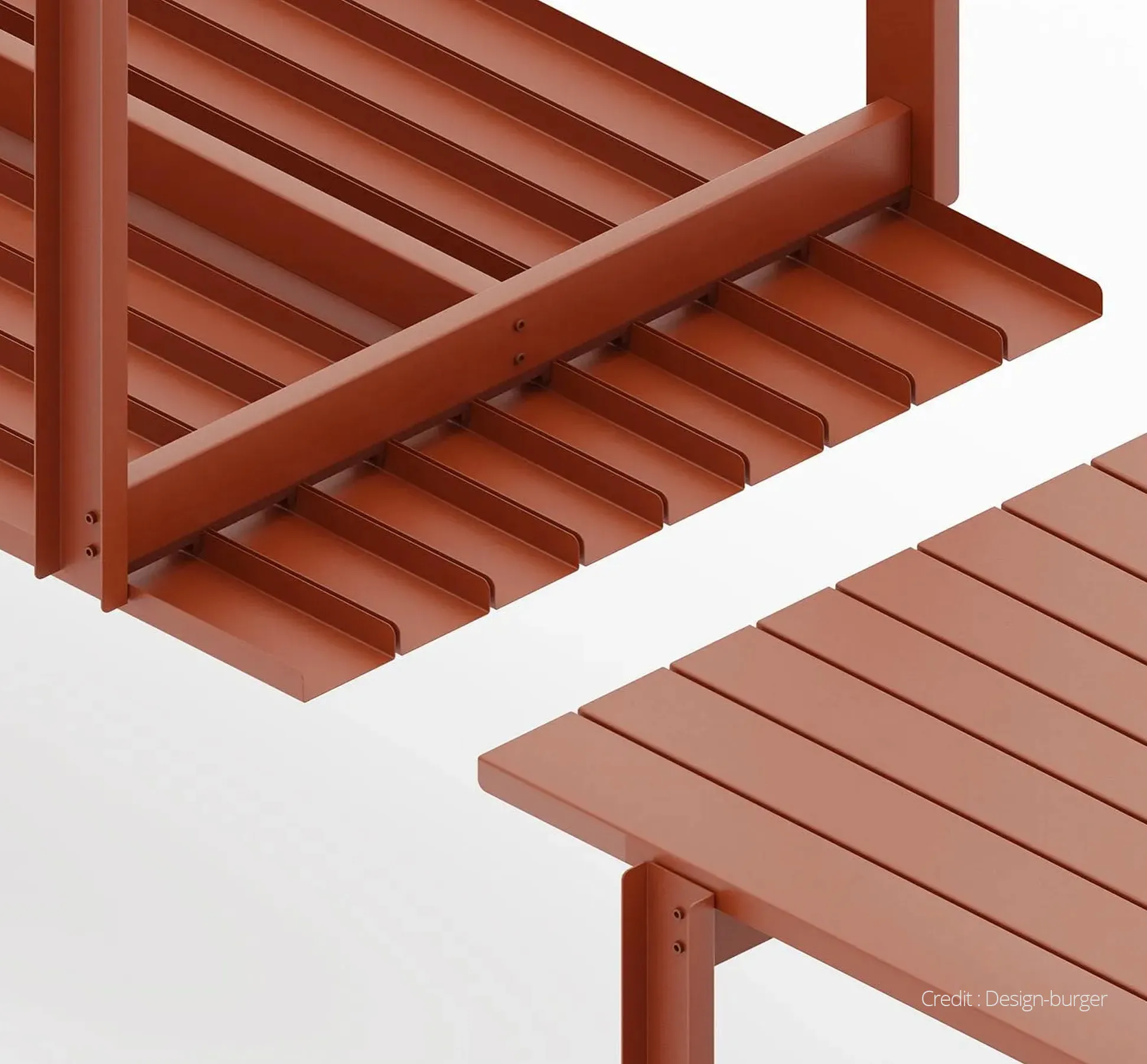 Aluminium garden table with simple construction in burnt red colour