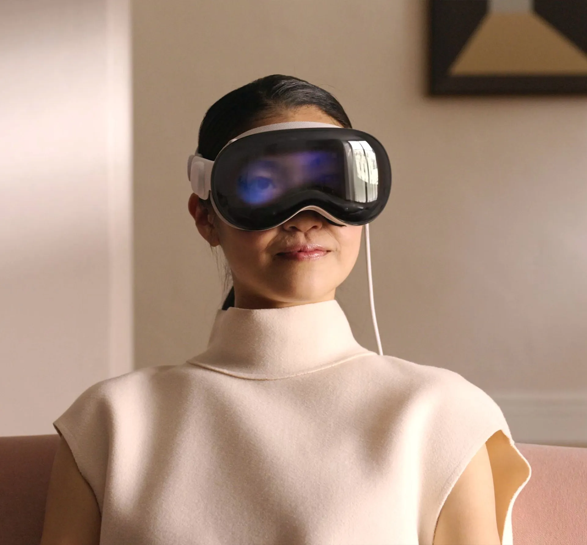 Woman wearing apple vision pro