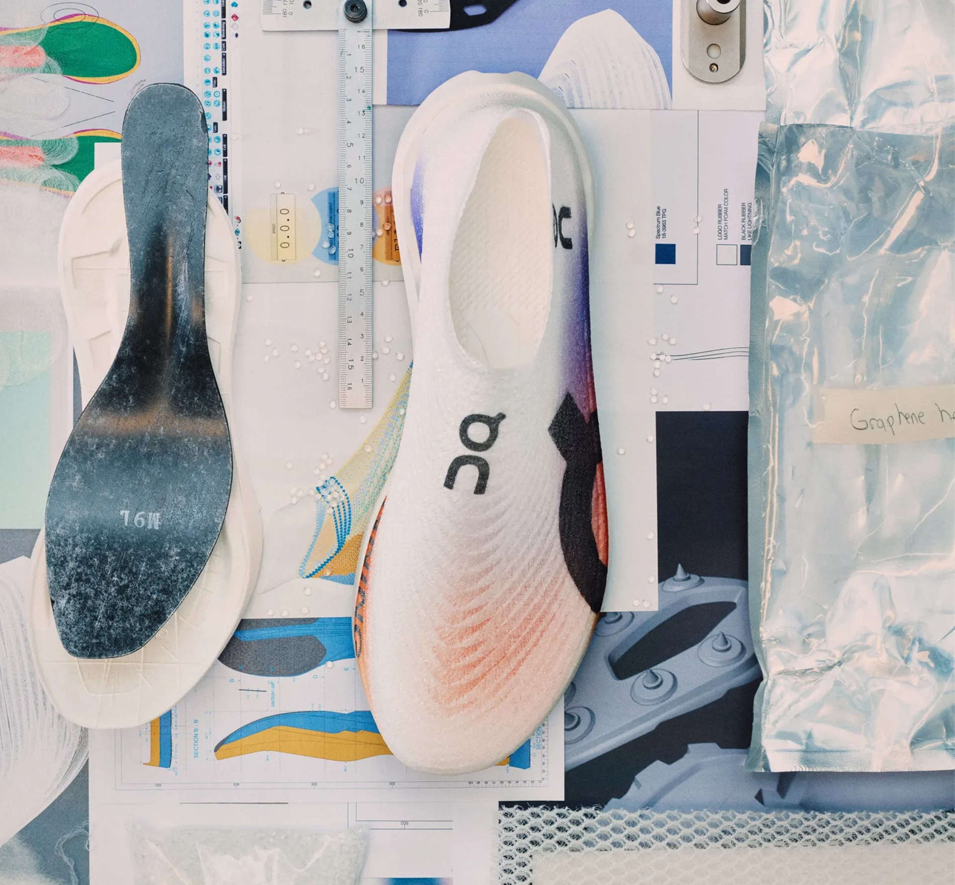 Parts used in manufacture of ON running trainer