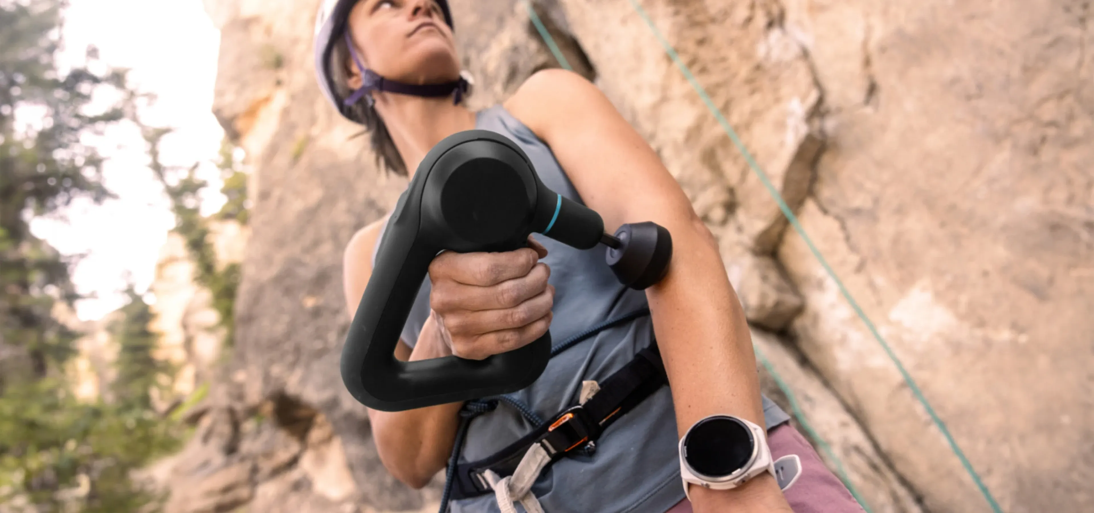 climber using a massage device