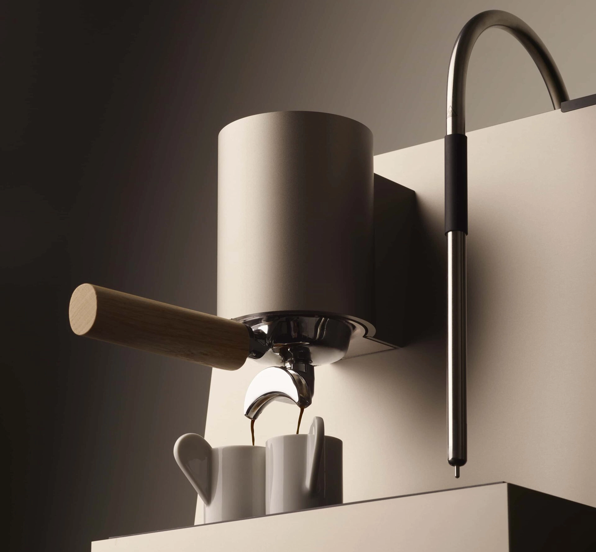 Detail of a sophisticated espresso coffee machine