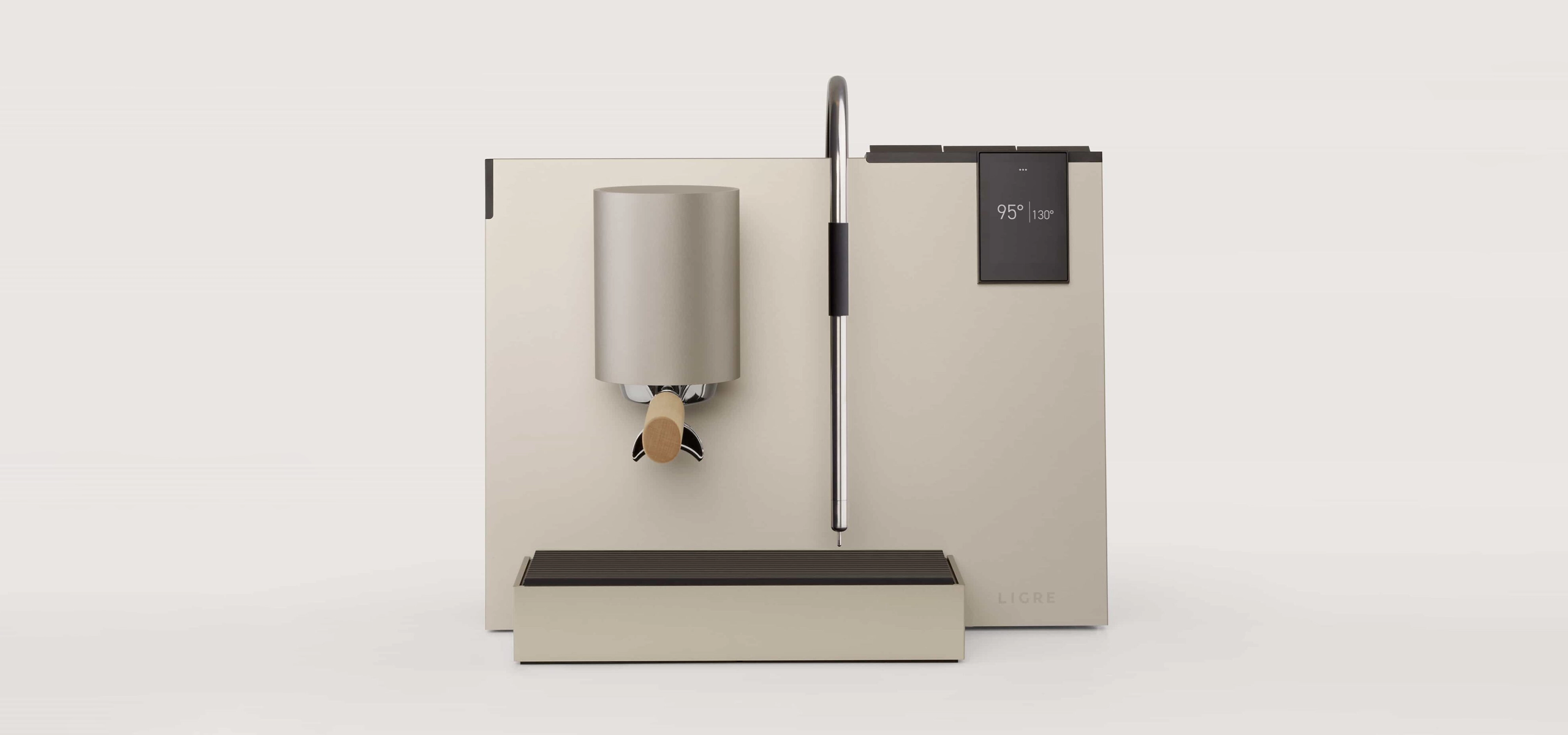 Espresso coffee machine in light metallic finish