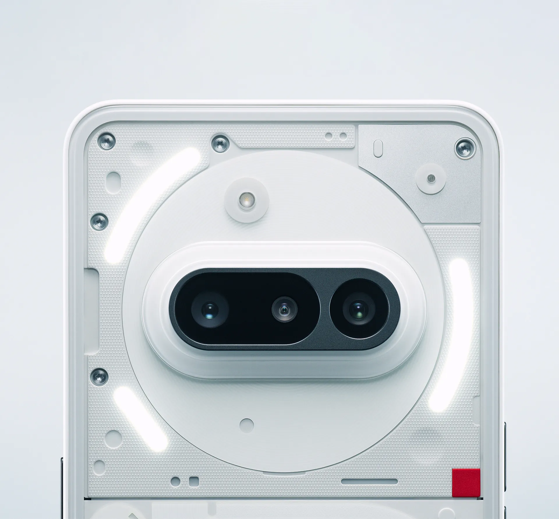 Detail of the back cameras of a Nothing Phone
