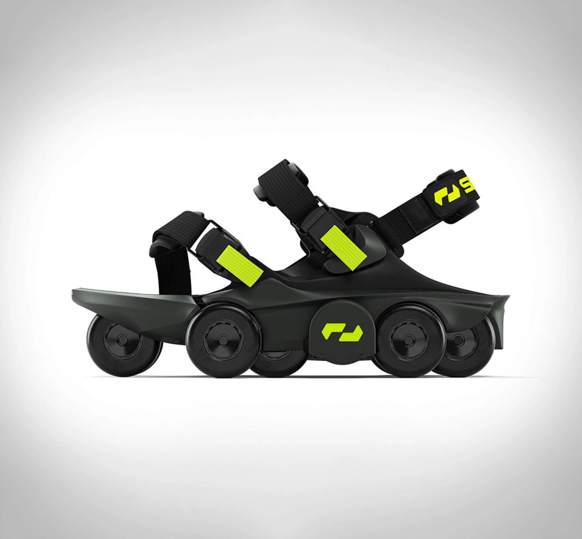 Wheeled shoes on a grey background