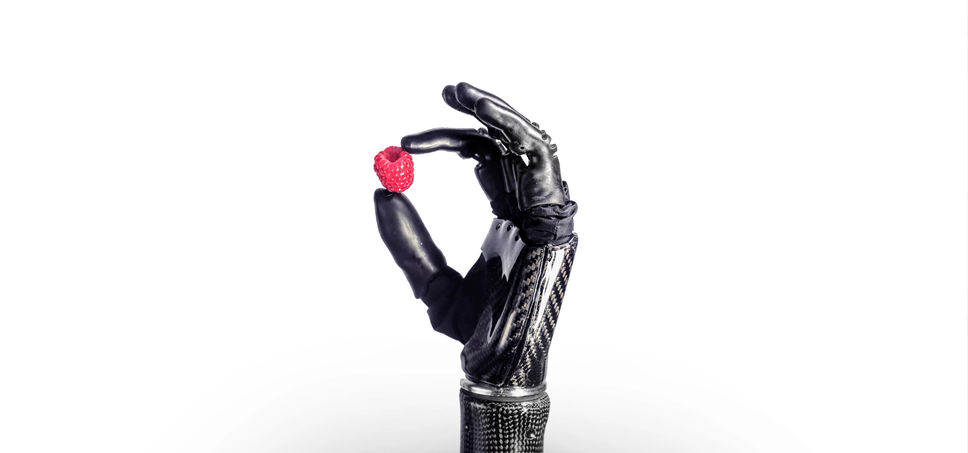 Robot hand holding a raspberry