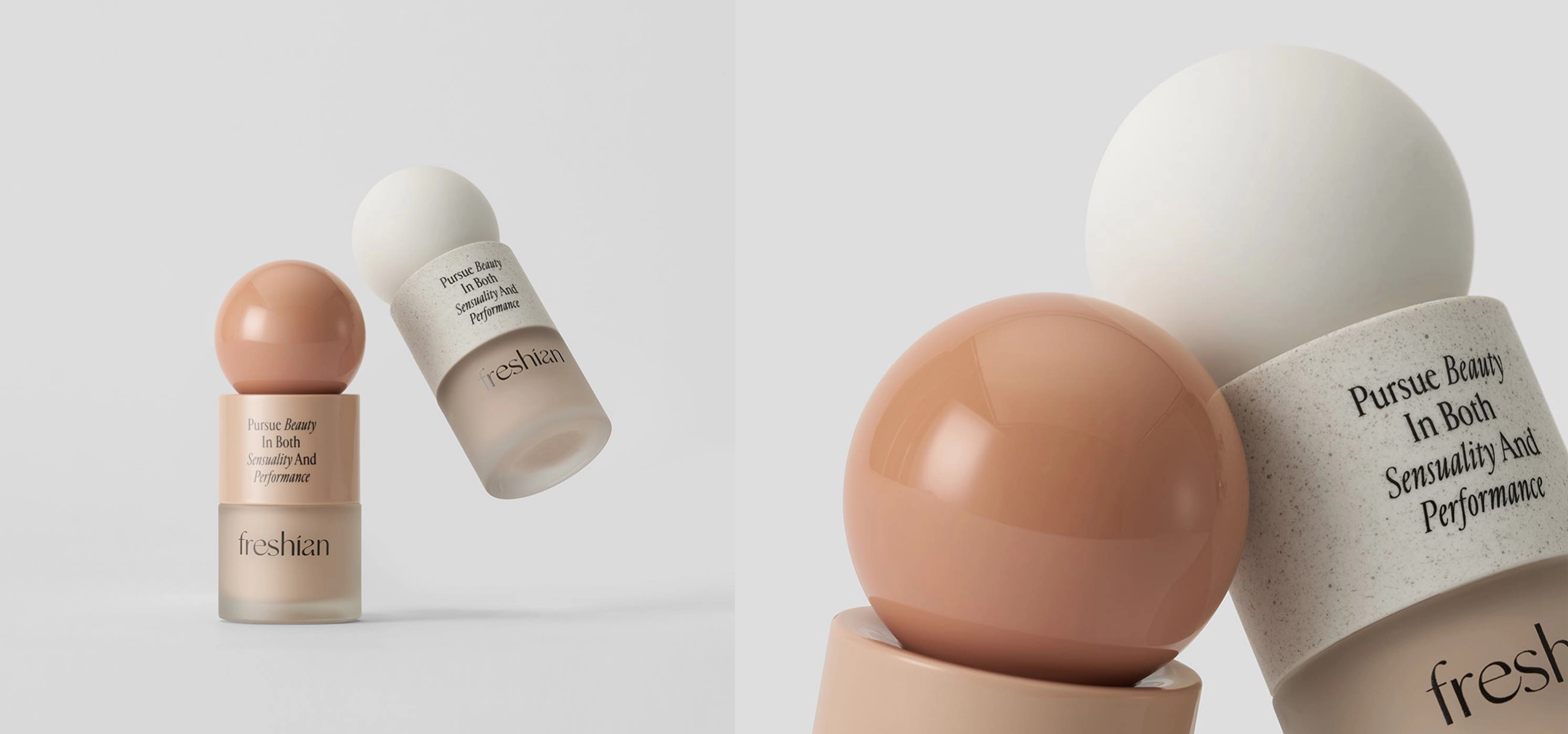 Beauty products in off-white and terracotta colour