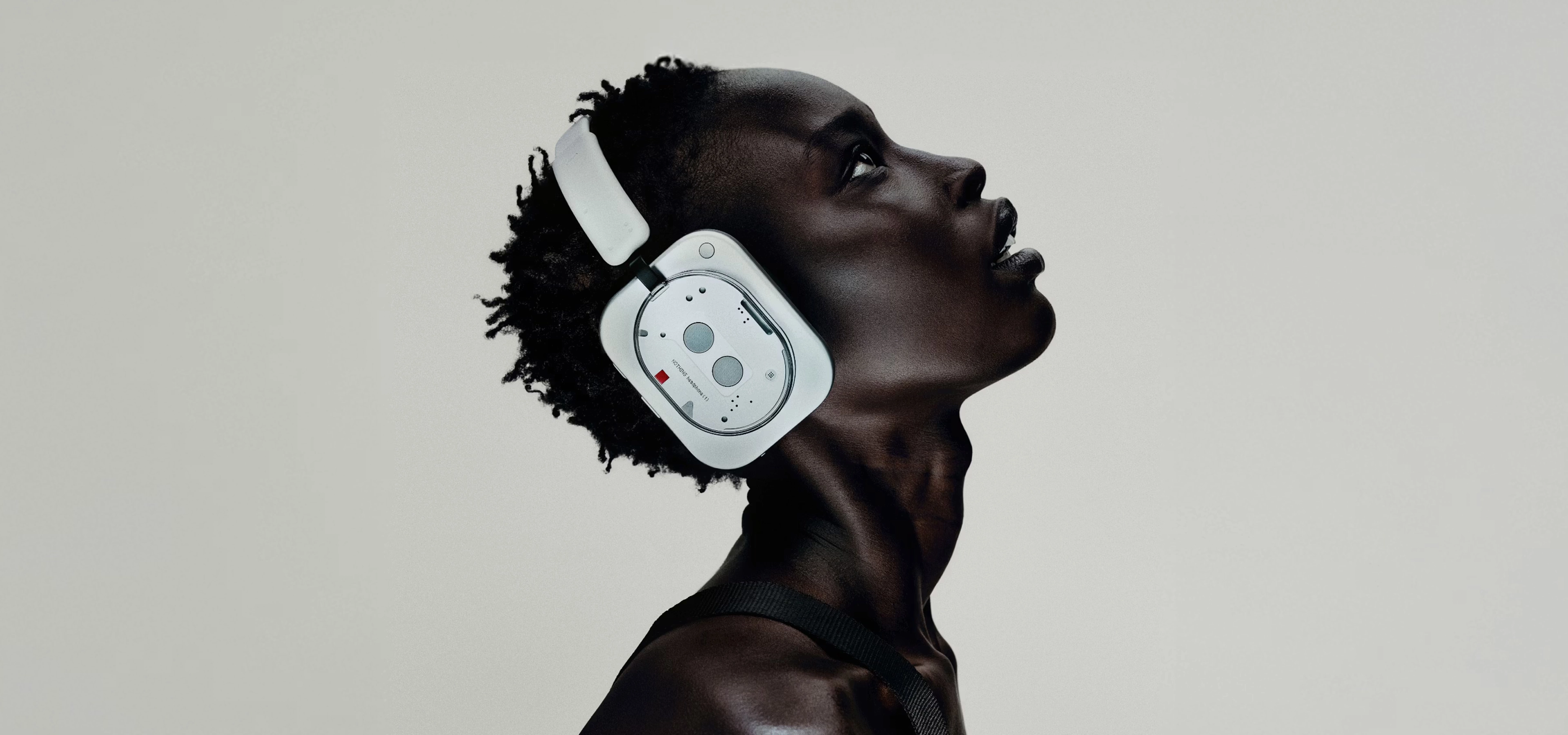 white headphones being worn