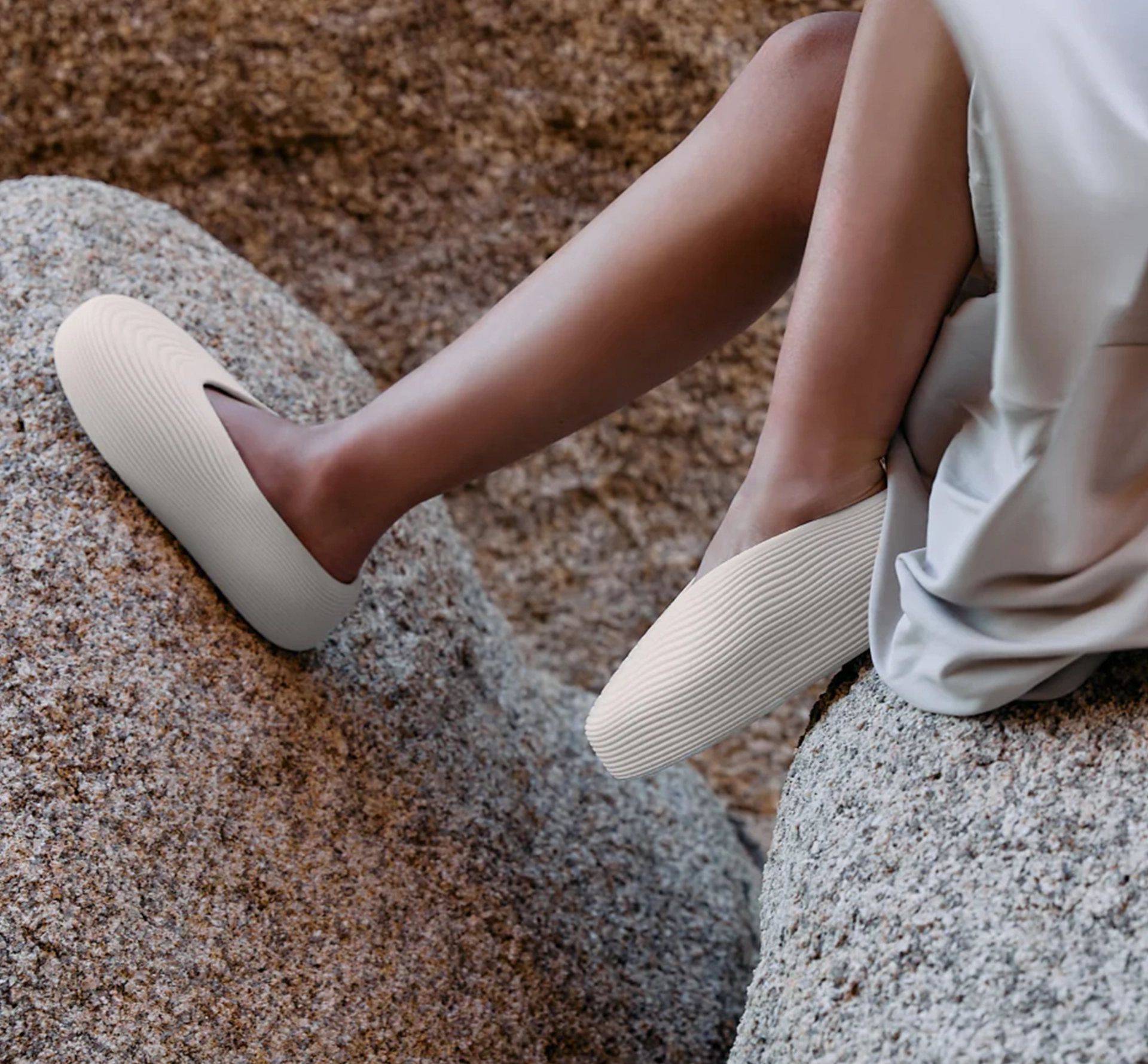 Textured shoes being worn