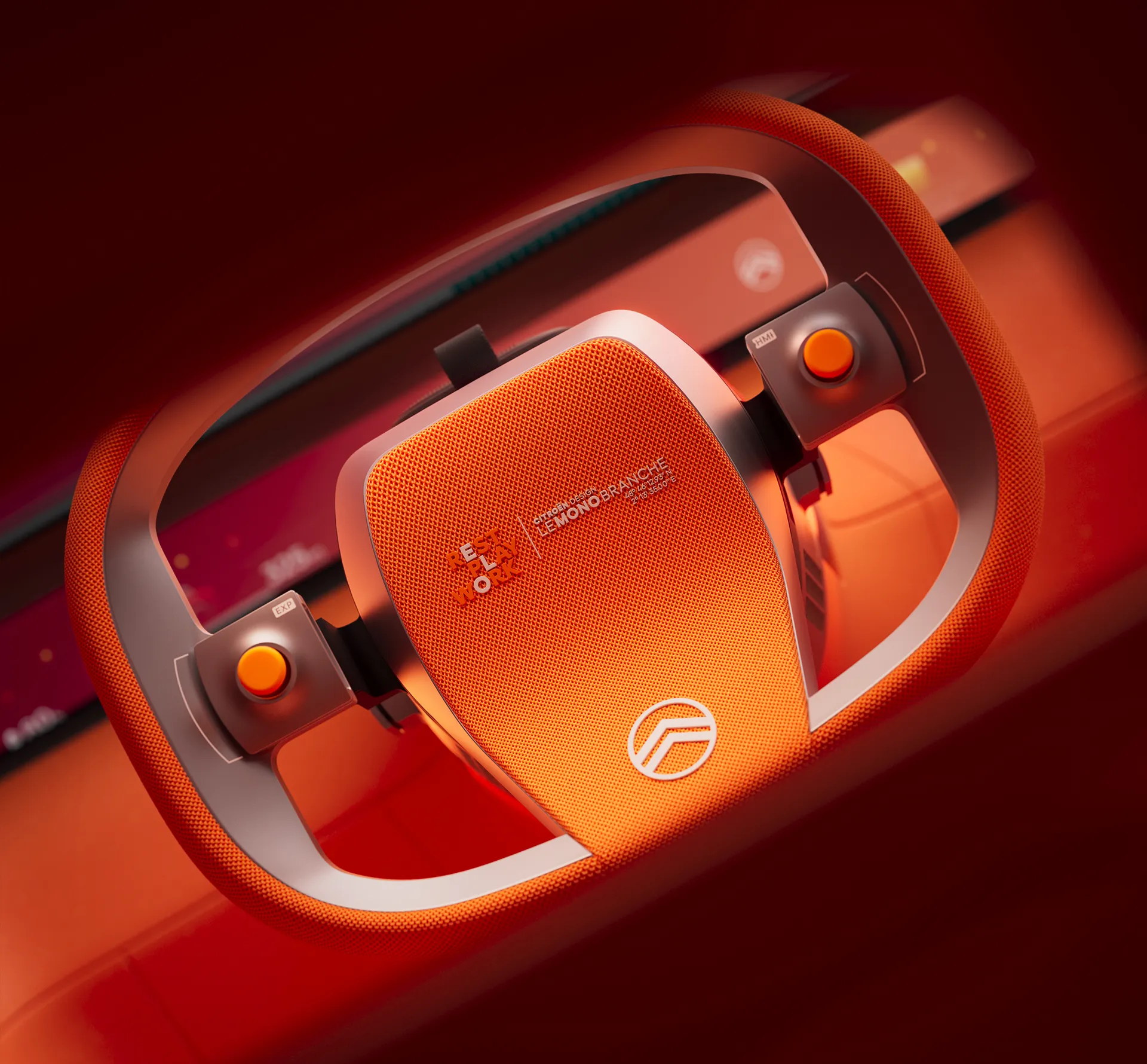 Orange Citroen steering wheel